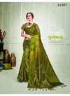 Mehndi Musterd Musterd Metallic Value Addition Swarovski Work Crystals Party Wear Silk Saree 11507